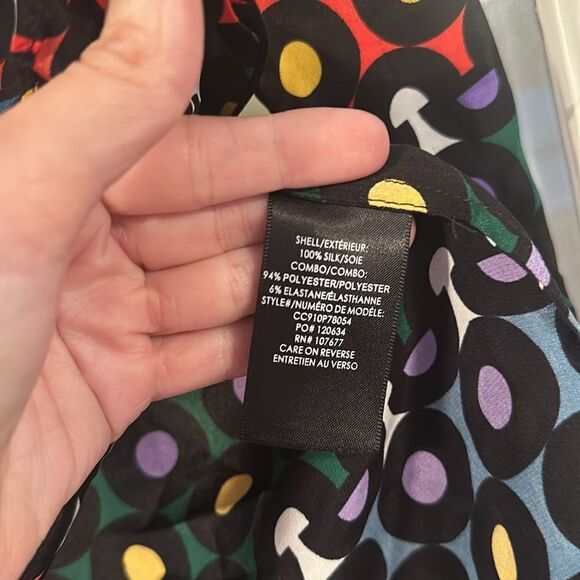 Alice + Olivia Willa Color Placket Silk Blouse Rainbow Dot Women's Small - Picture 4 of 6